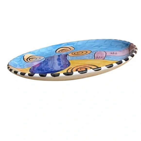 Colorful Ceramic Abstract Art Plate still life made in Portugal - Picture 7 of 11